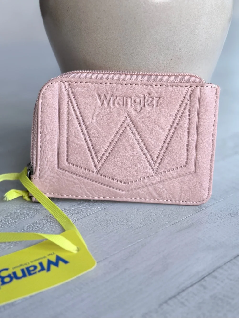 Wrangler Pink Aztec Card Holder Wallet Keychain Coin Purse Pink NWT